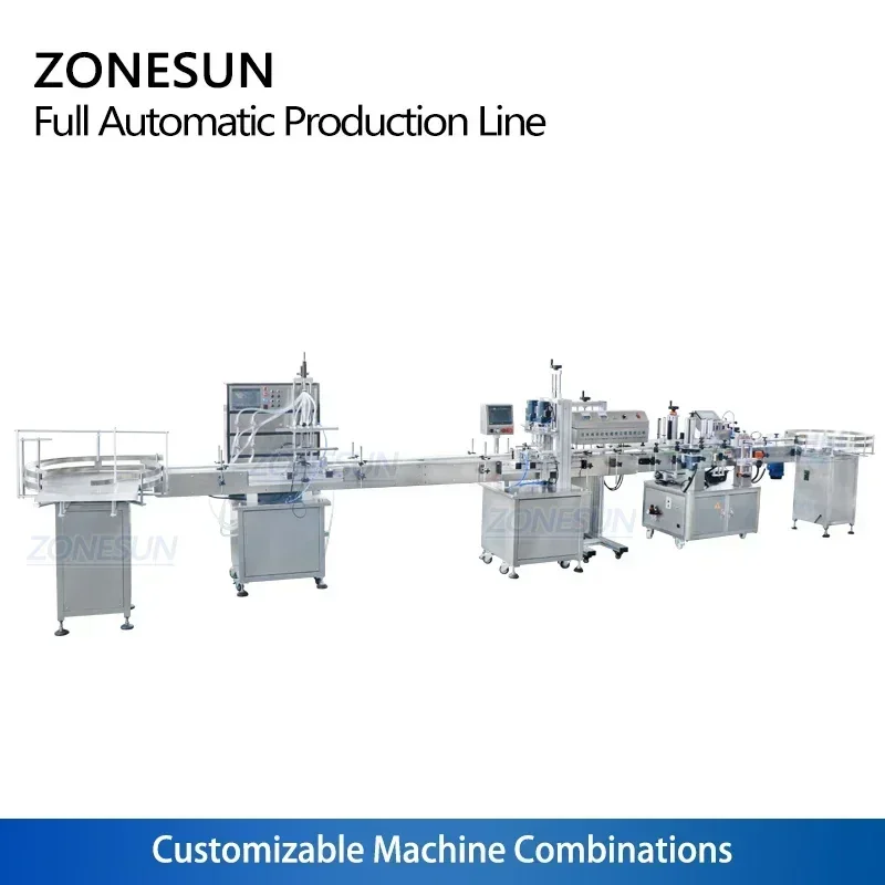 ZONESUN ZS-FAL180R6 Linea etichettatrice per tappatura e riempimento di bottiglie liquide completamente automatica con sigillatrice a induzione