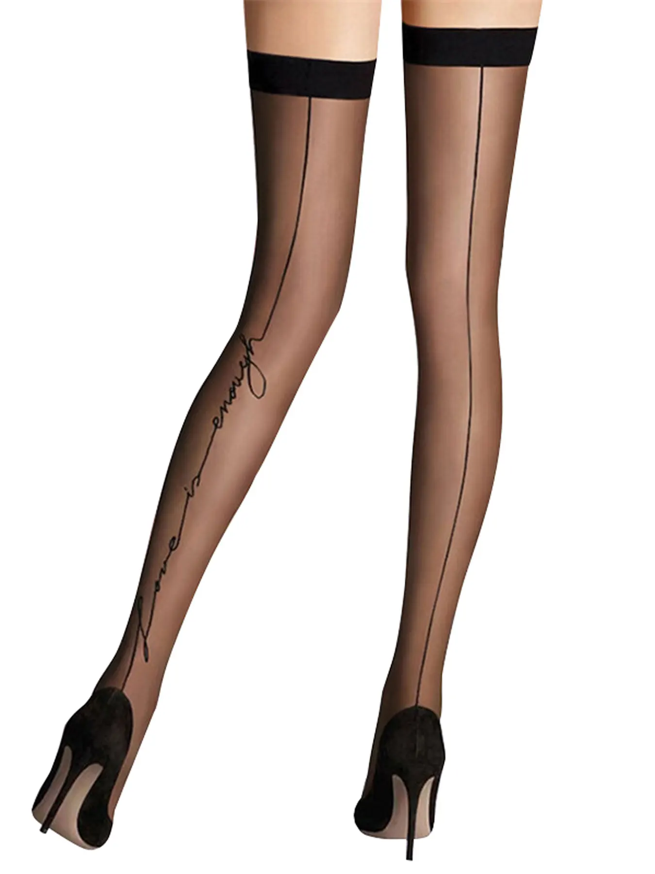 Thigh High Stocking for Women Back Seam Lace Edge Stocking Black Lines Music Notation Over Knee Sock