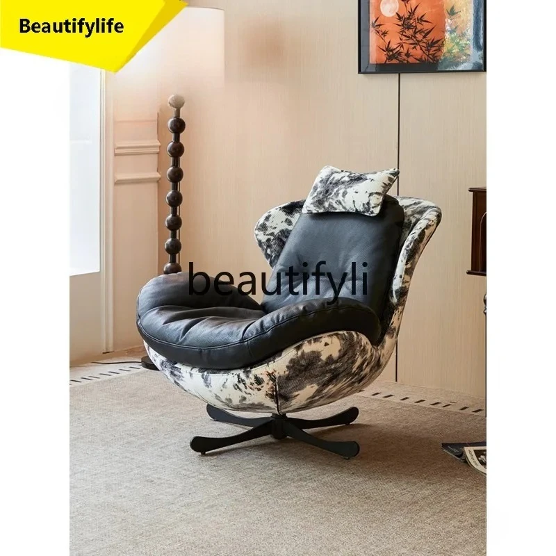 

Designer single sofa chair rotatable living room retro lazy leisure sofa recliner
