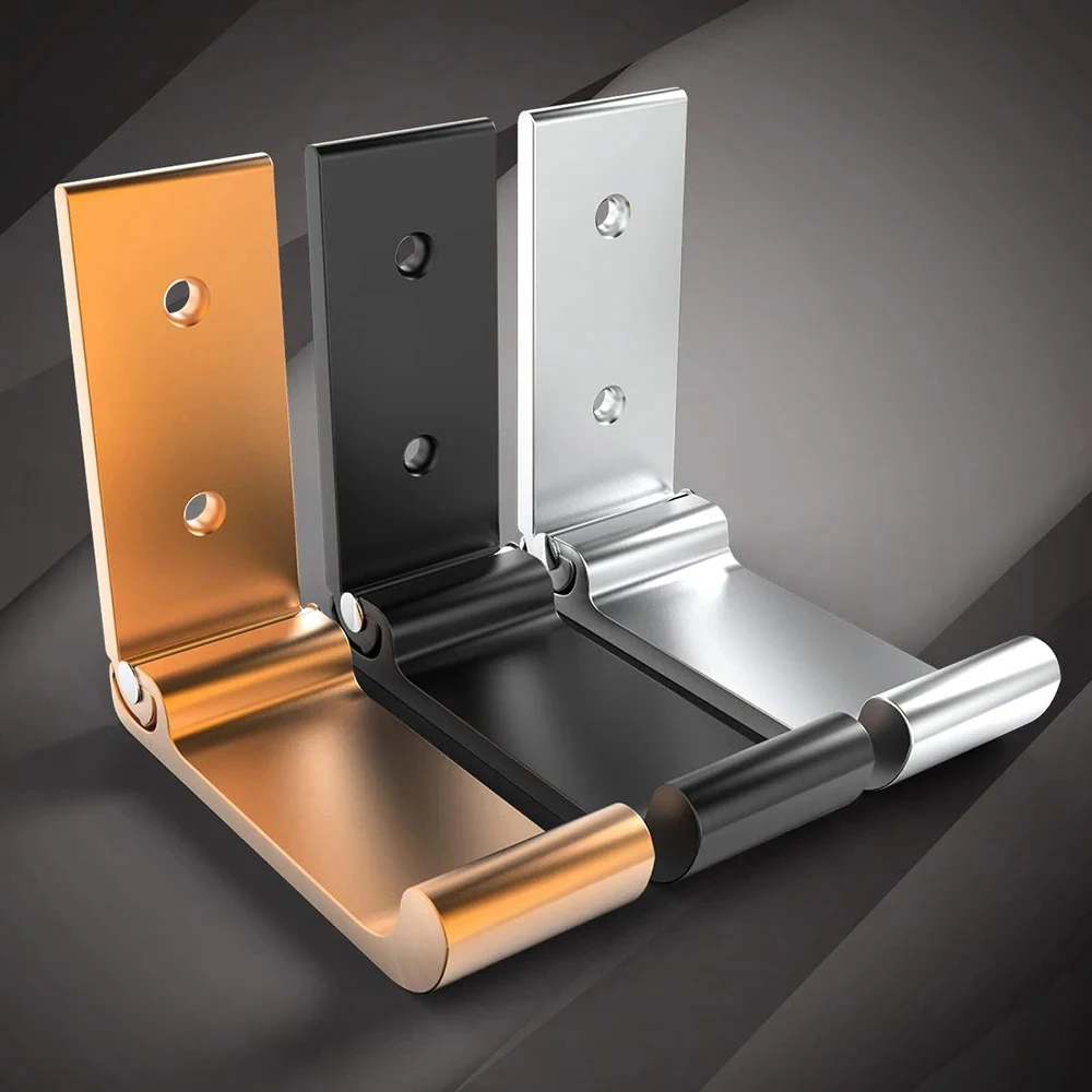 Folding Coat Hooks Black Aluminum Alloy Wall Door Clothes Hooks Headphones Holder Bathroom Towel Hanger Hook with Screws - view 6