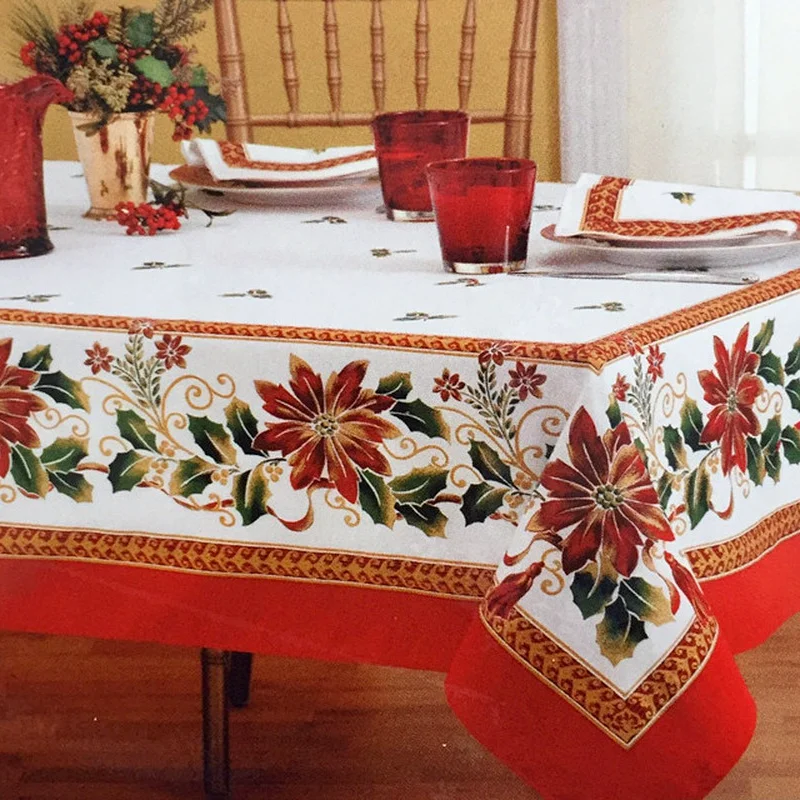 Christmas Tablecloth Waterproof Cloth Rectangular Round Tablecloth European Pastoral Style Coffee Table Cover Cloth Tablecloth