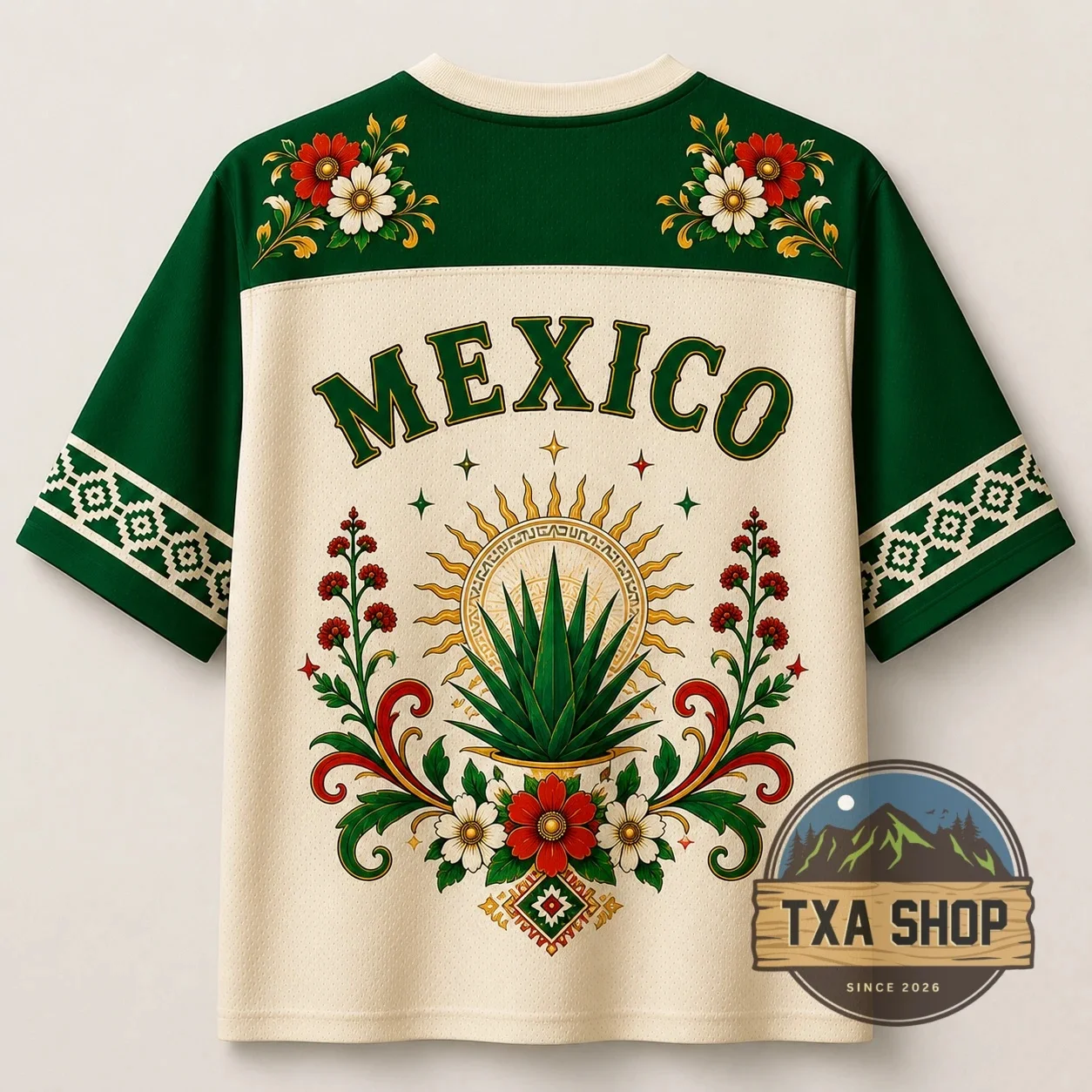 Retro Mexican Folk Style Oversized Football Jersey Adult Kids Casual T-Shirt Family Summer Breathable Quick-drying Soft Stylish