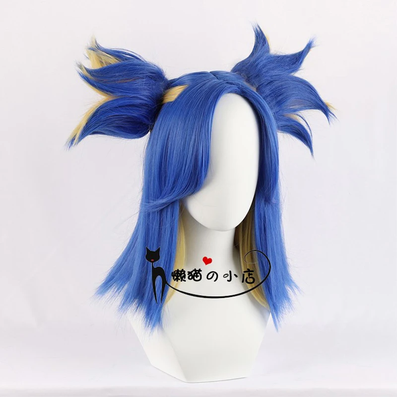 

Game Valorant Neon Cosplay Wig Short Blue Mixed Cosplay Wigs Heat Resistant Synthetic Hair Halloween Role Play Wigs + Wig Cap