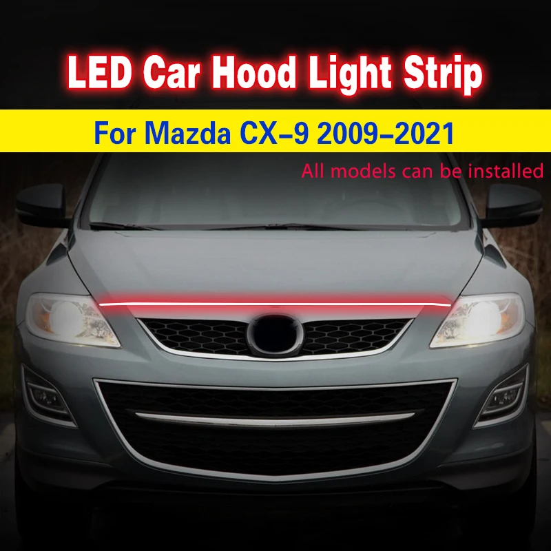 Flexible Car LED Strip Light For Mazda CX-9 Car Daytime Running Light Strip Cuttable Hood Lamp Waterproof 12V DRL Car Styling