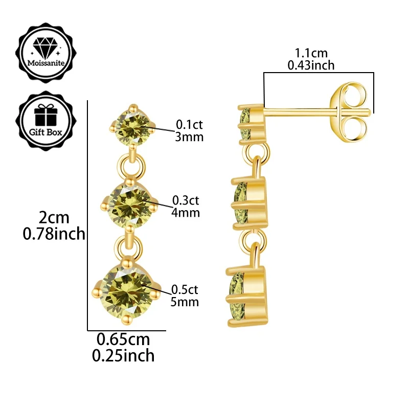 

LAMVOICE jewelry for women/stud earrings with1.8 carat Black moissanite hypoallergenic earrings Valentine’s Day gift for her