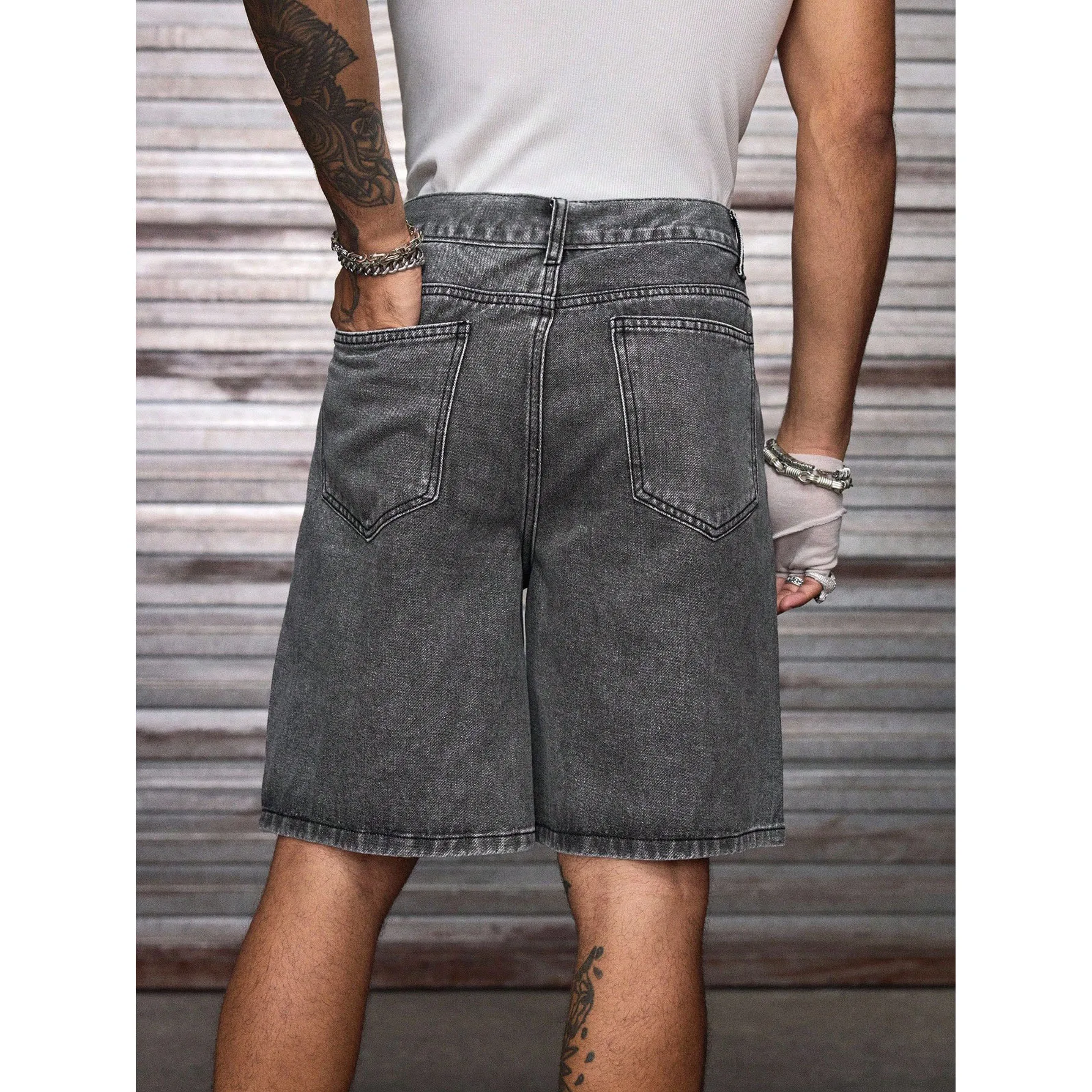 Jorts Denim Shorts Mens Shorts Loose Street Style Spring Summer New Casual Non Stretch Comfortable Urban Wear view 4
