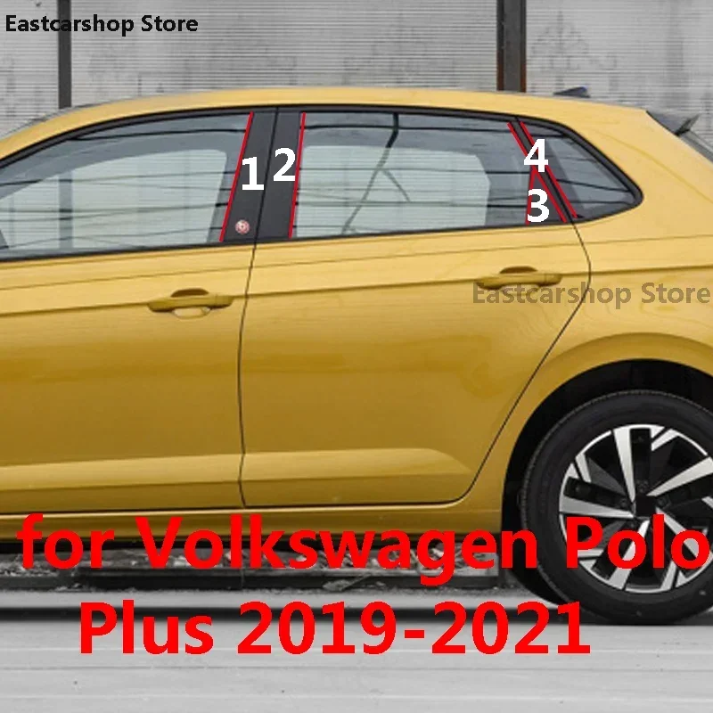 

For Volkswagen VW Polo Plus 2021 2020 2019 Car Middle Column PC Window Decoration B C Pillar Strip Sticker Accessories