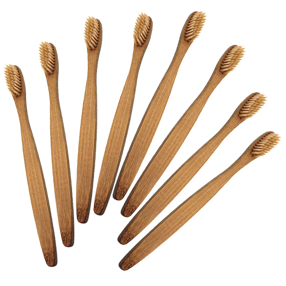 8 قطعة فرشاة أسنان مصنوعة من خشب الخيزران مقابض خشبية مريحة شعيرات ناعمة إزالة البلاك الفعالة مجموعة فرشاة الأسنان المستدامة البيئية