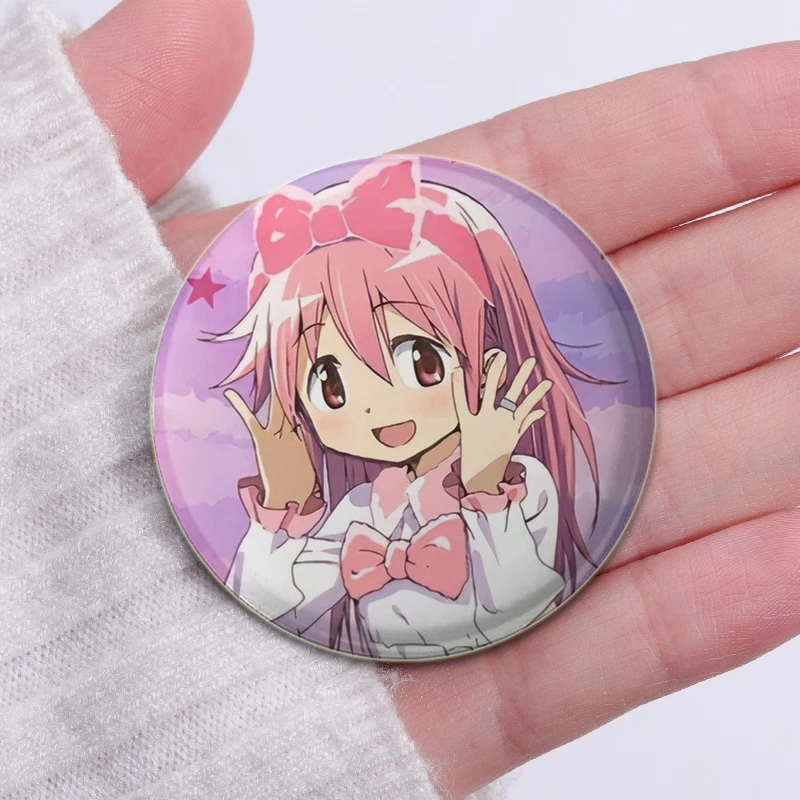 58mm Anime Puella Magi Madoka Magica Button Pin Cartoon Figures Miki Sayaka Kawaii Brooch Badge Bag Accessories Fans Collection