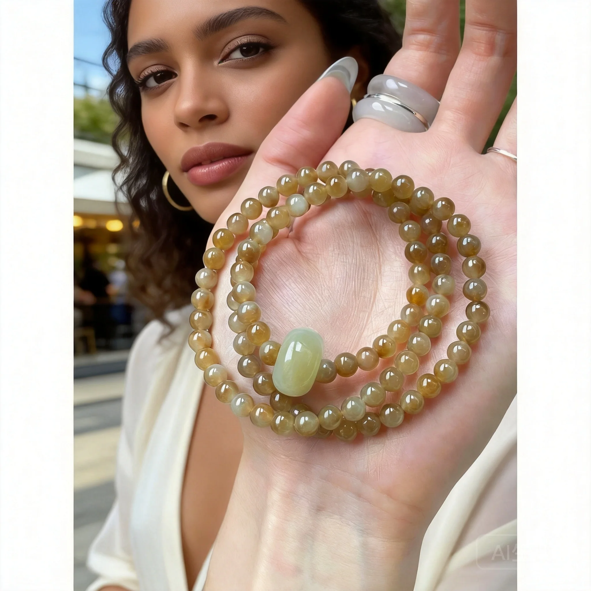 

Women's Multi Layer Beaded Bracelet Chinese Style Imitation Hetian Jade Sugar White Beads 2026 Elegant Skin Brightening Good Luc