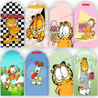 Garfield Arch Backdrops Cover Girls Boys Birthday Party Background Decor Studio Baby Shower Activities Double-Sided Banner