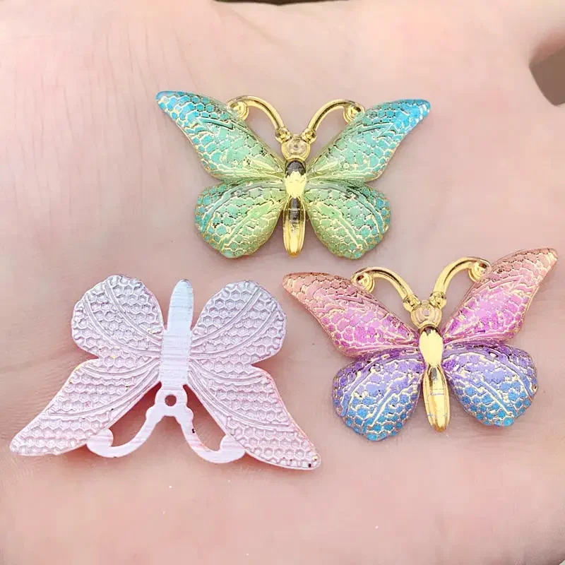 DIY 10pcs 23*38mm Colorful Butterfly Flat back Rhinestone and Appliques DIY Wedding scrapbook Accessories -B27