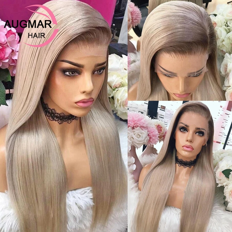 

Pre Plucked 13x4 Ash Blonde Straight Lace Front Wigs Human Hair 30 Inch 13x6 HD Lace Frontal Wig Transparent Lace Wigs For Women