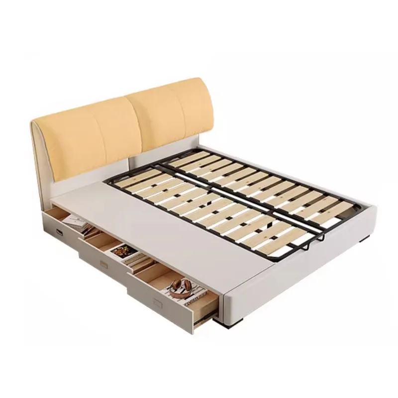 

Elephant Ears Multifunctional Leather Bed Modern Simple Light Luxury Double Wedding Bed Storage Master Bedroom