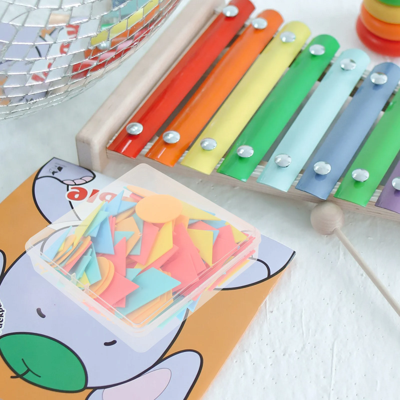 Kit d'apprentissage en plastique pour enfants, 100 pièces, pièces de forme géométrique, reconnaissance de forme, développement des compétences mathématiques, ensemble de géométrie éducative