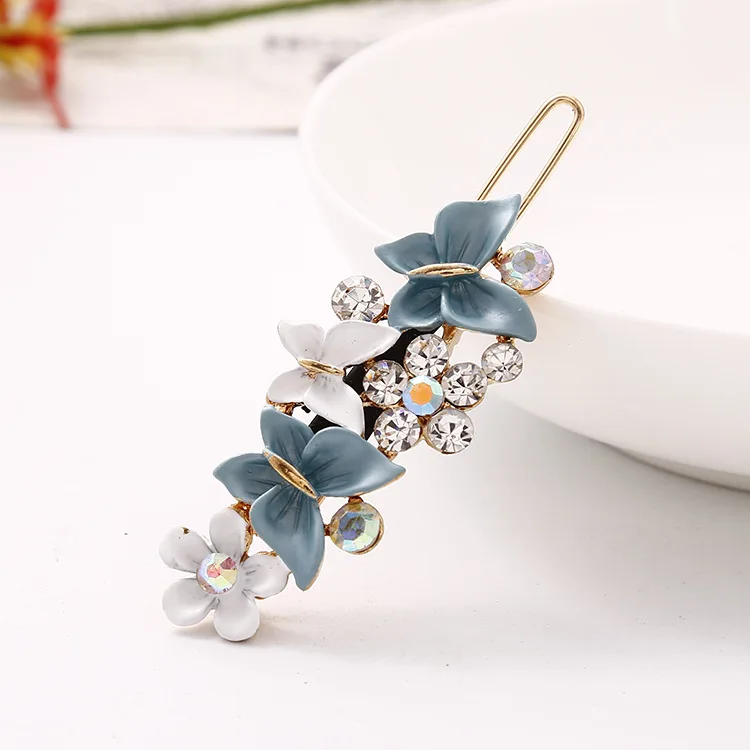 Fashion Sweet Alloy Butterfly Hairpin Trumpet Women's Stoving Varnish Butterfly Edge Clip Women Side ClampHeadwear Accessories