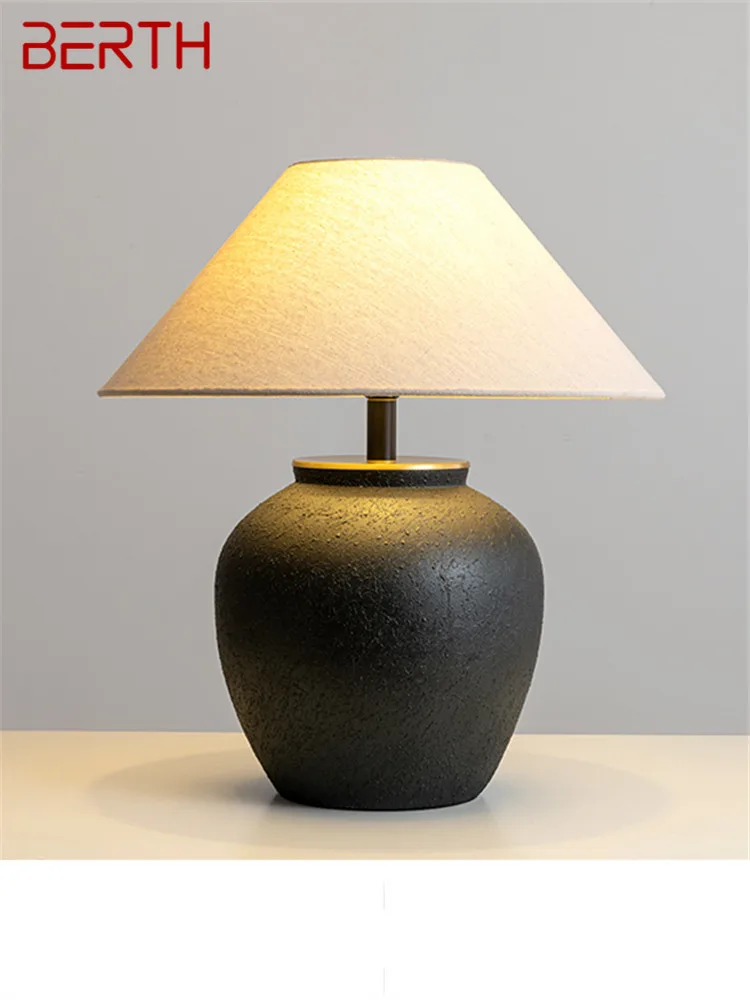 

BERTH Nordic Ceramics Table Lamp Modern Art Living Room Bedroom Study LED Originality Brass Desk Light