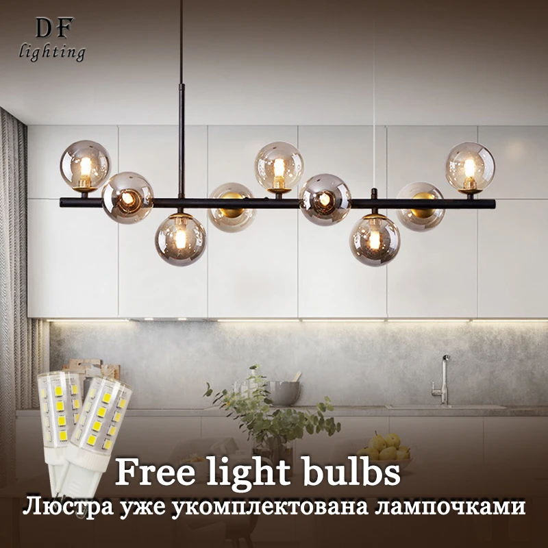 

Modern glass bubble chandelier luxurious living room LED lighting Bedroom Crystal Lamp Home Decor Light glass ball dining light