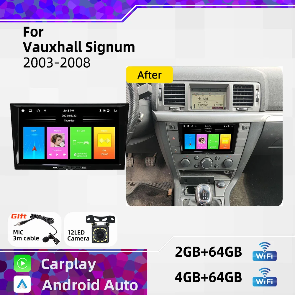 For Vauxhall Signum 2003-2008 Carplay Autoradio 2 Din Android Radio GPS WIFI Auto Car Multimedia 8