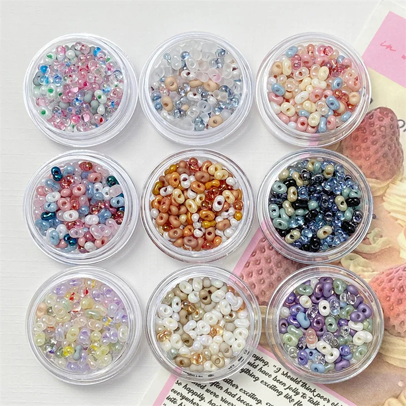 2*4MM Color Glass Peanut Rice Beads Mixed With Scattered Beads Loose Beads DIY Handmade Bracelet Necklace Earring Accessories