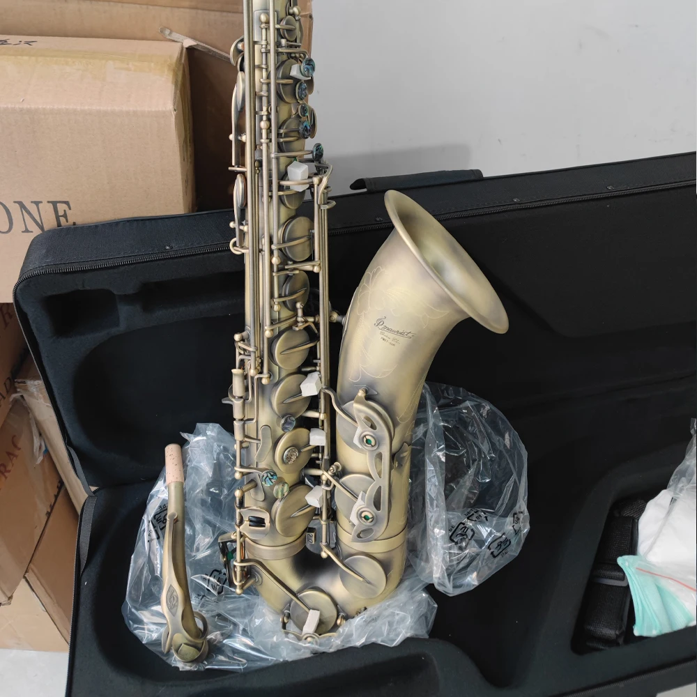 Vintage 66r tenor saxophone antique bronze flat B fine pattern jazz instrument sax tenor with case accessories