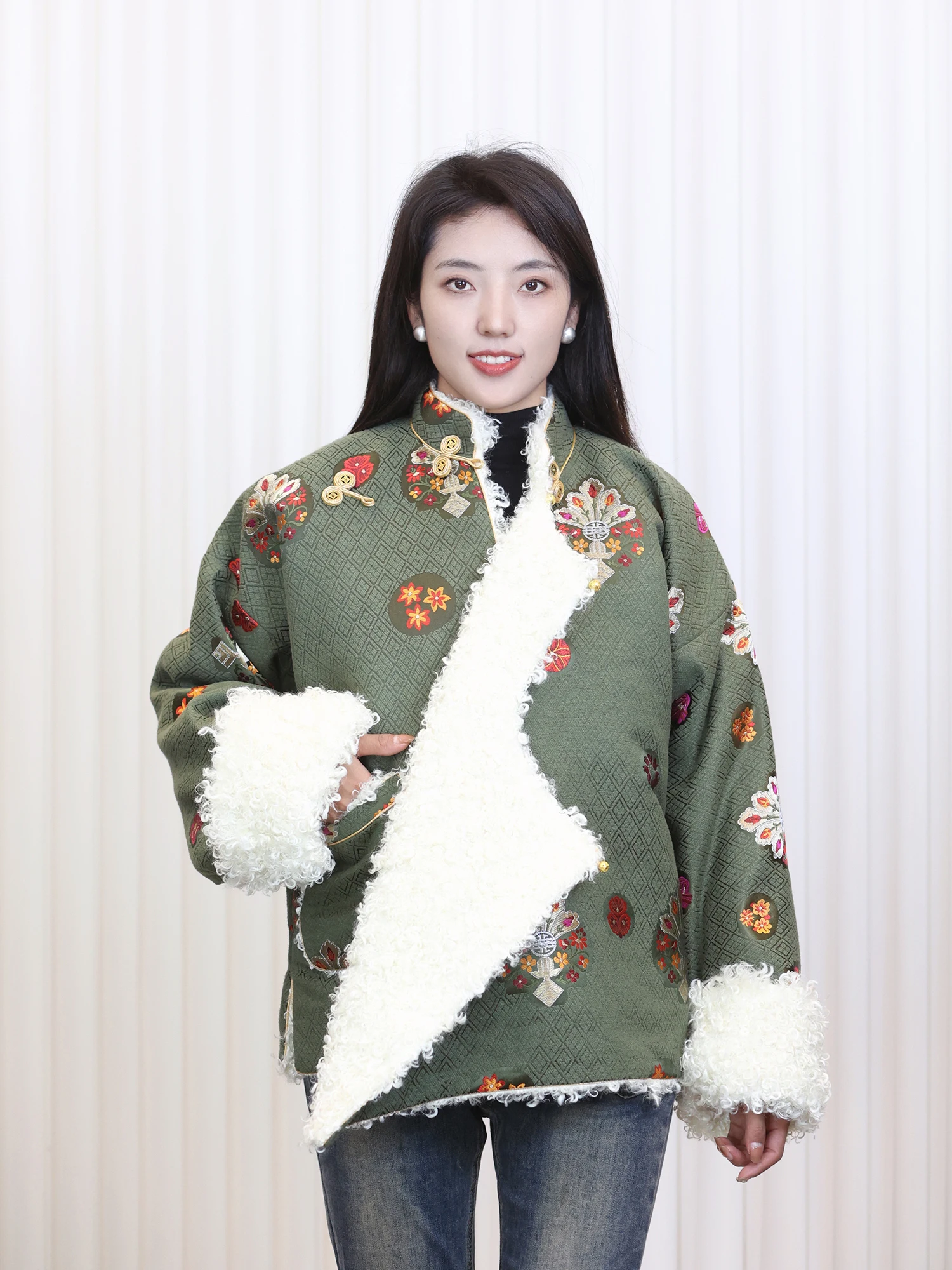 

Утепленная женская тибетская куртка-жакет с рукавами до плеч, на хлопковой подкладке, зимняя коллекция, этнический стиль