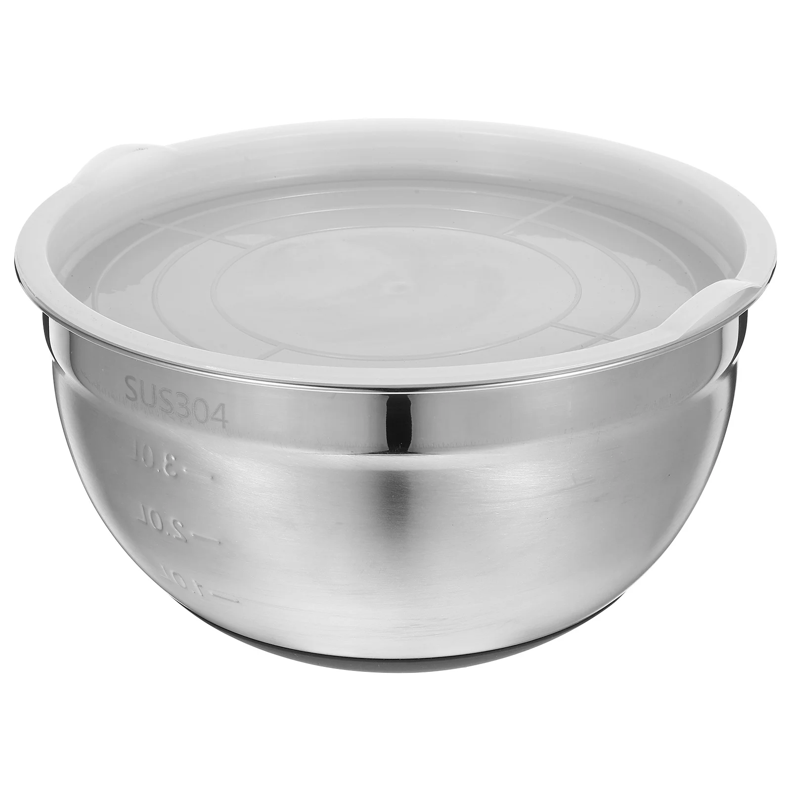 1pc Stainless Steel Mixing Set With Silicone Lid Non-Slip Base Food For Home Restaurant Kitchen Fruit Salad Container