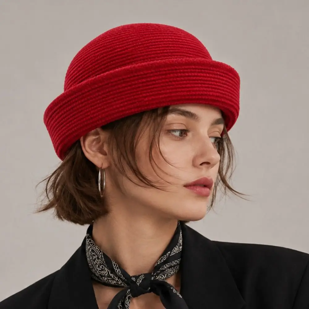 Modischer französischer Chenille-Pillbox-Hut, Fedora, Tränenform-Beret, eleganter, vielseitiger Medikamentenbox-Hut für Cocktail-Events – Detail 5