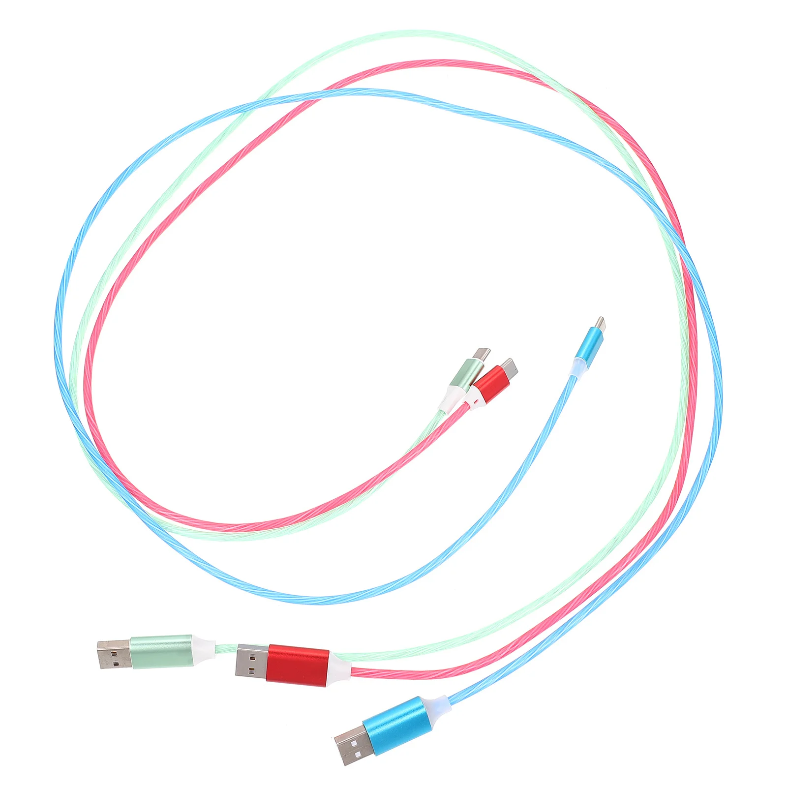 

3pcs Type- Visible Flowing Light Fast Charging Cable For Usb C Devices Phone Cord Usb Charging Line Decorative Lamp