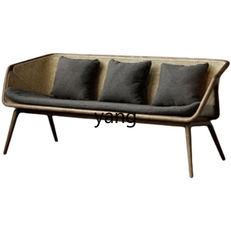 LTT mittelalterliche, schlichte Wohnzimmer-Sofa-Stuhl-Kombination aus Massivholz im Retro-Stil mit Liegefunktion