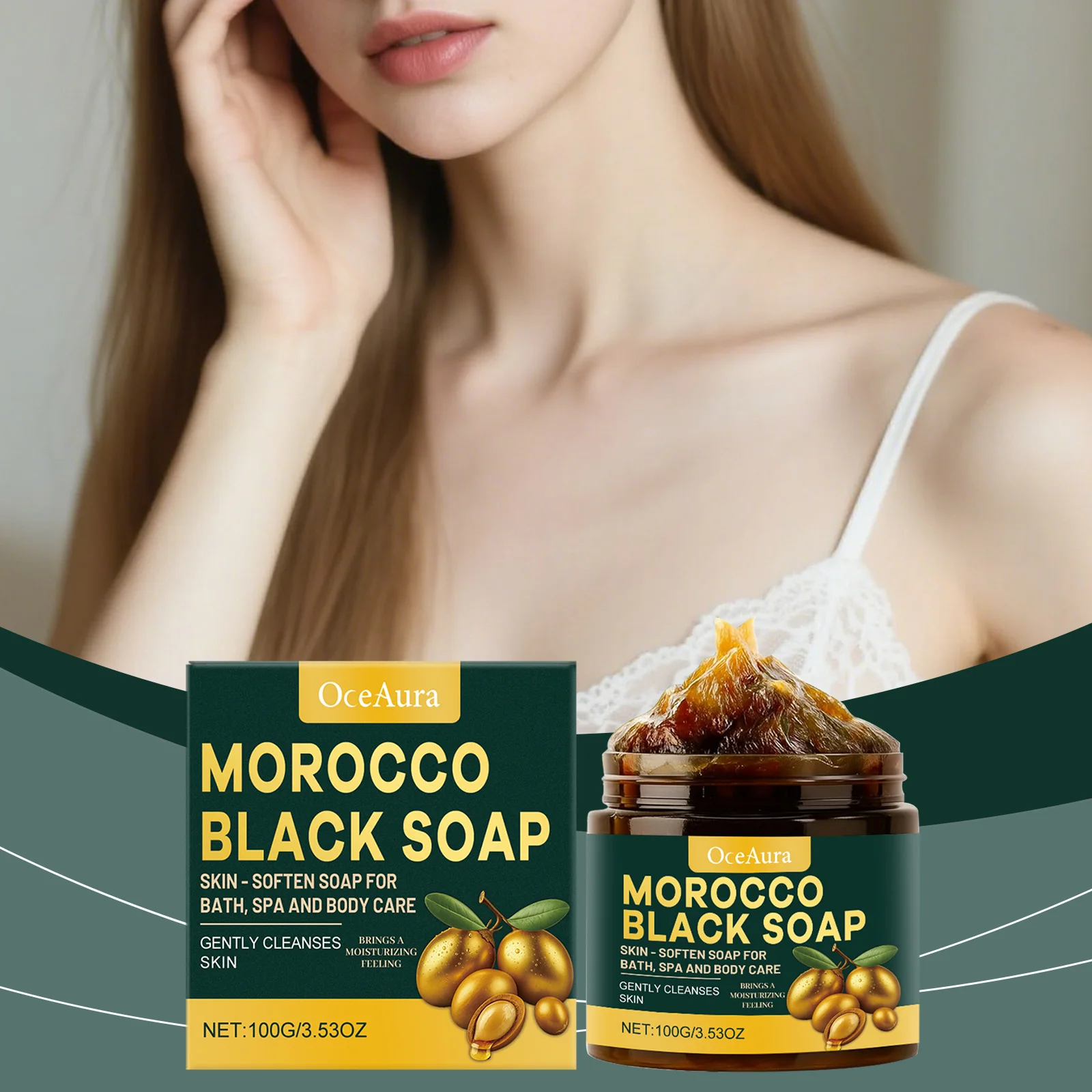Oceaura Bath Cleaning Black Soap Improves Dull Exfoliate Moisturizes Smoothing Skin Remove Dead Skin Brighten Skin Body Care