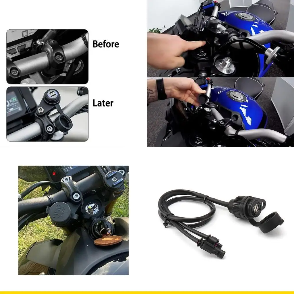 SZCH Double USB Charging Socket For R1200GS R1250GS R1200RT Motorcycle Accessories