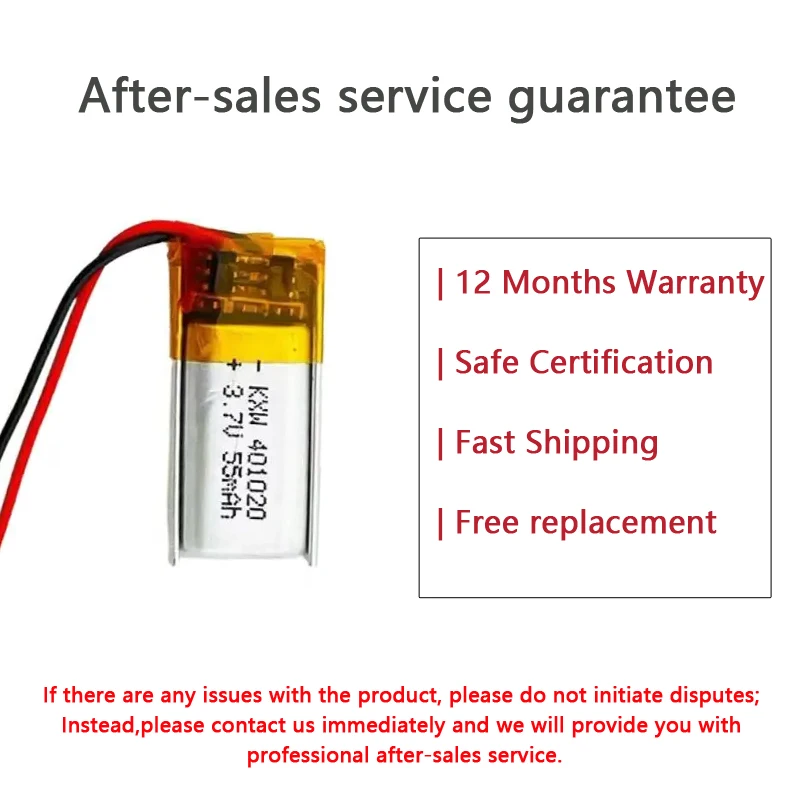 

401020 3.7V 55mAh Polymer Lithium Battery Rechargeable for Watch Beauty Equipment Bluetooth Earphones Selfie Stick Smart Watch