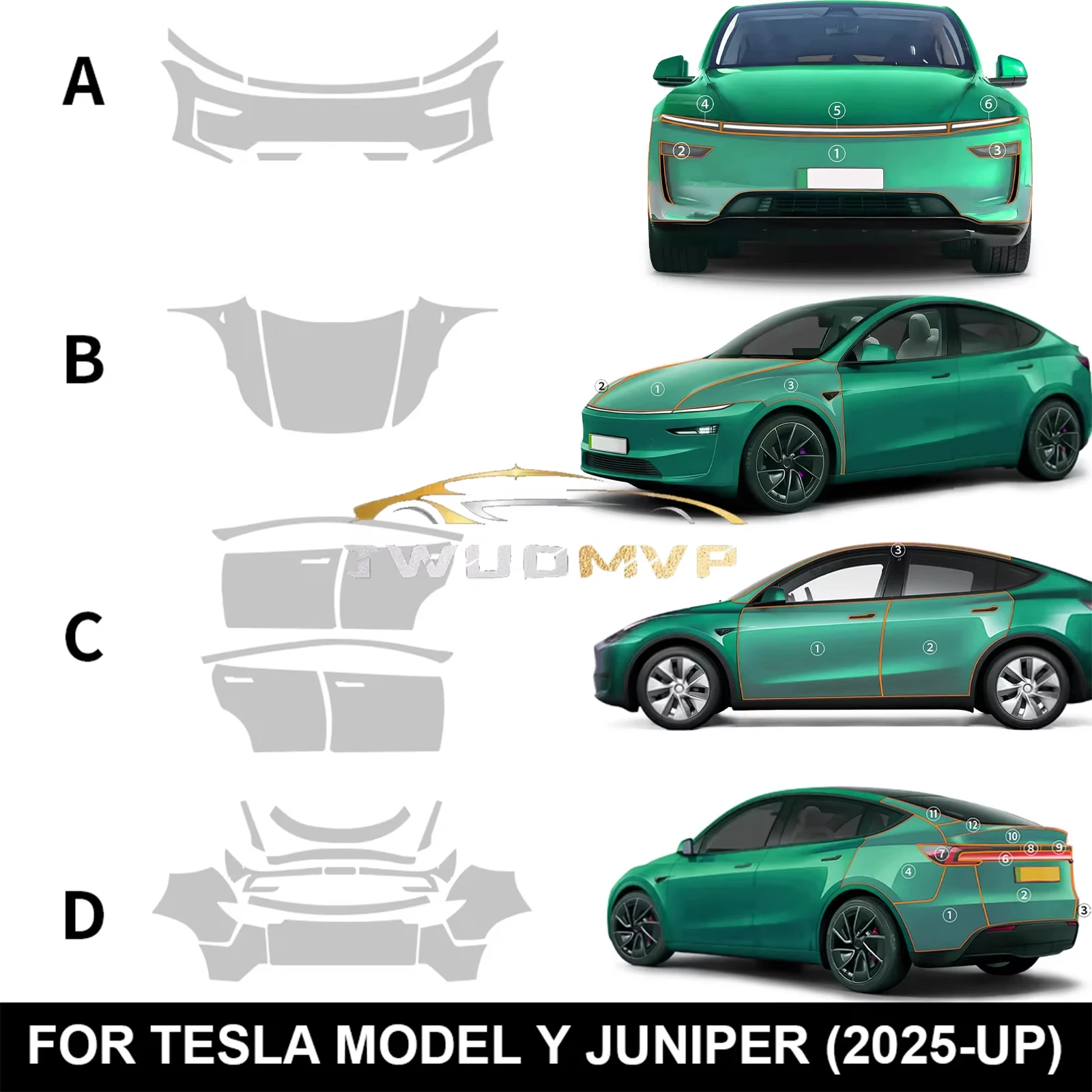 

Paint Protection Film For Tesla Model Y 2020-2024 2025 2026 Juniper Self-Healing Bra PPF Body Accessories Anti-Scratch Resistant