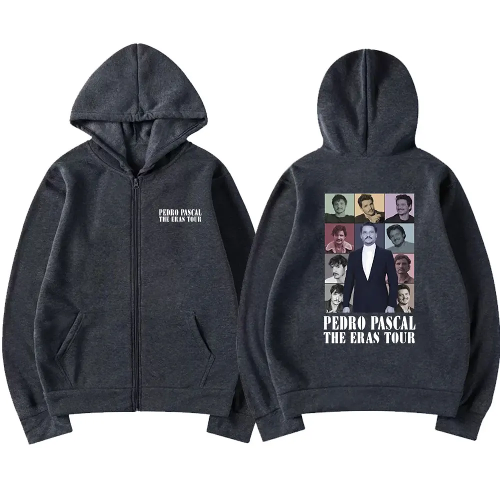 Pedro Pascal The Eras Tour Hoodie ritsleting pria, jaket Hip Hop Vintage kasual Harajuku longgar ritsleting