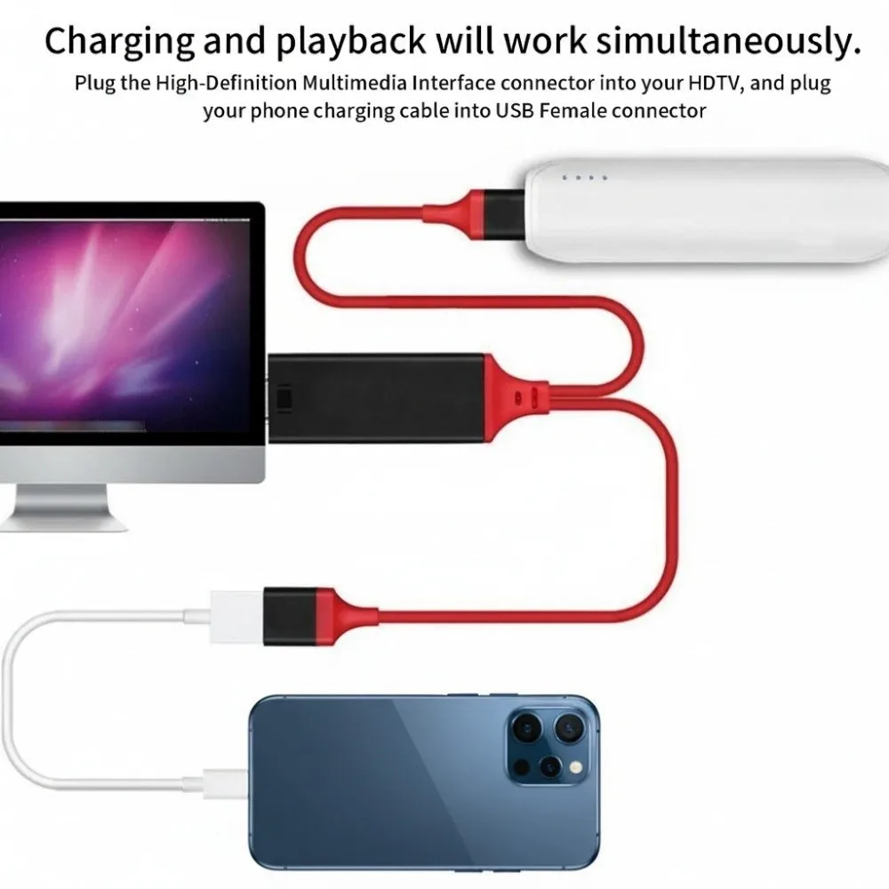 Universal Compatibility 1080P Resolution Mobile Phone TV Adapter HD Connection AV Adapter Cable Universal HD Adapter TV Display