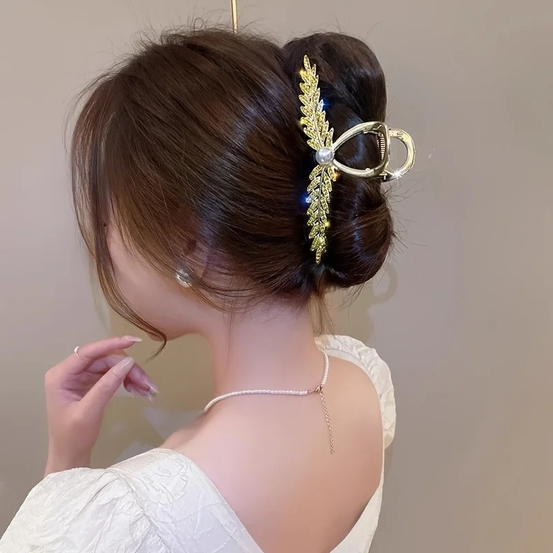 1 piece of wheat ear water diamond pearl metal grip clip set with diamond styling hair accessory