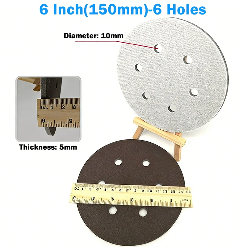6 Inch 150mm 6/9/15/17 Holes Hook&Loop Sponge Sanding Disc 300-2000 Grit Round Sandpaper Pad Abrasive Grinding Polishing Tools