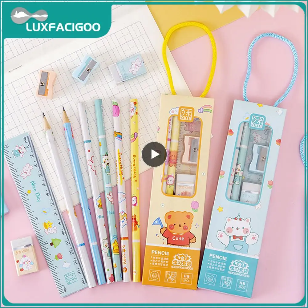 Eraser Cartoon Students Stationery Five-piece Set Practical Multi-function Stationery Office Supplies High Evaluation Pencil