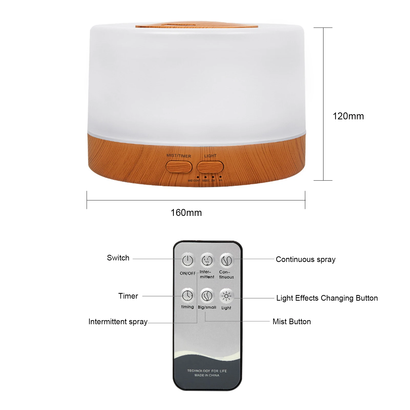 500ml Ultrasonic Acoustic Air Humidifier Aroma Diffuser Mist Maker BT Music Player with Control Colorful night Light Yoga Home