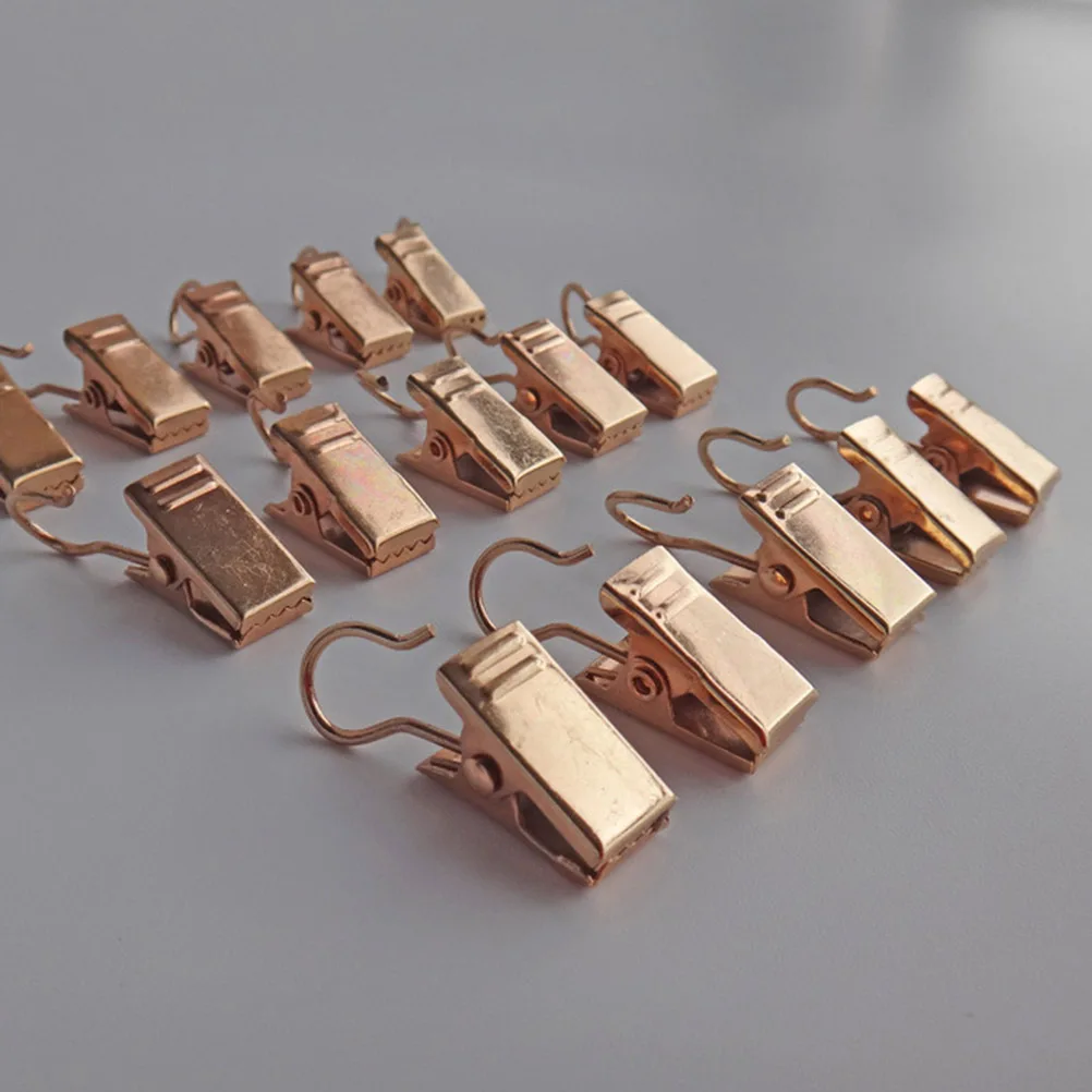 30Pcs Curtain Clips Premium Iron Clip Rings with Hooks for Drapery Panels Easy Install No Slip Design Light Golden