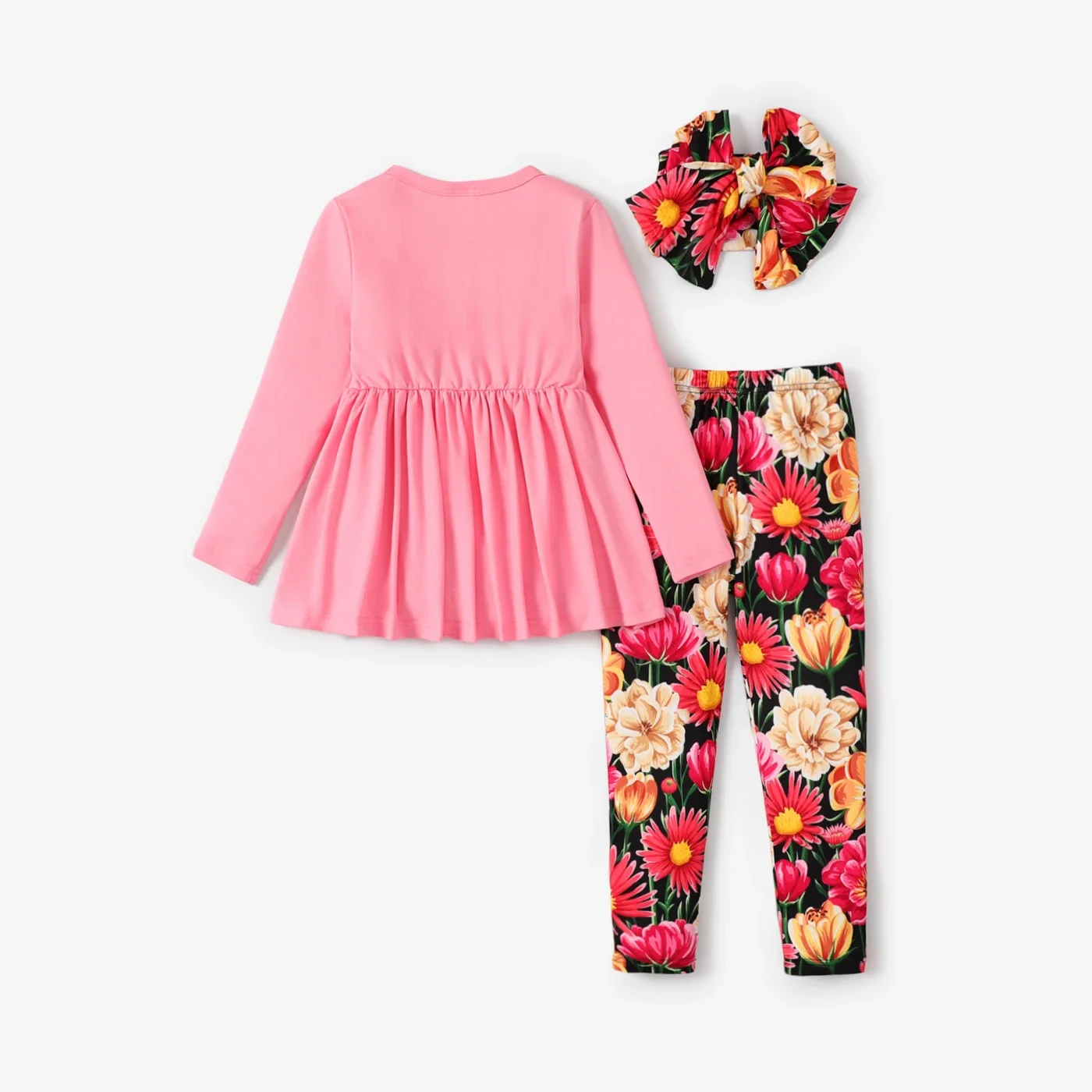 PatPat 3PCS Kid Girl Floral Elegant Set Soft and Comfortable  Perfect for Outings and Daily Wear Basic Style