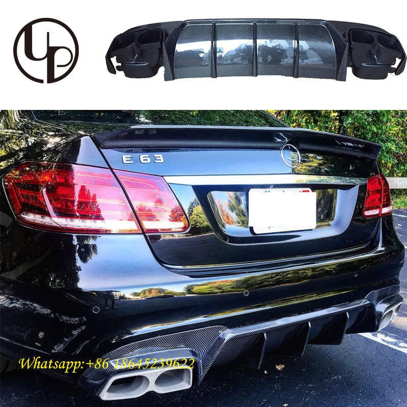 

STLFW212 E63 Rear Diffuser Fit for E63S Carbon Fiber Car Bumpers Lip 2014-2016y W212 E Class Black Diffuser With Mufflers Tips