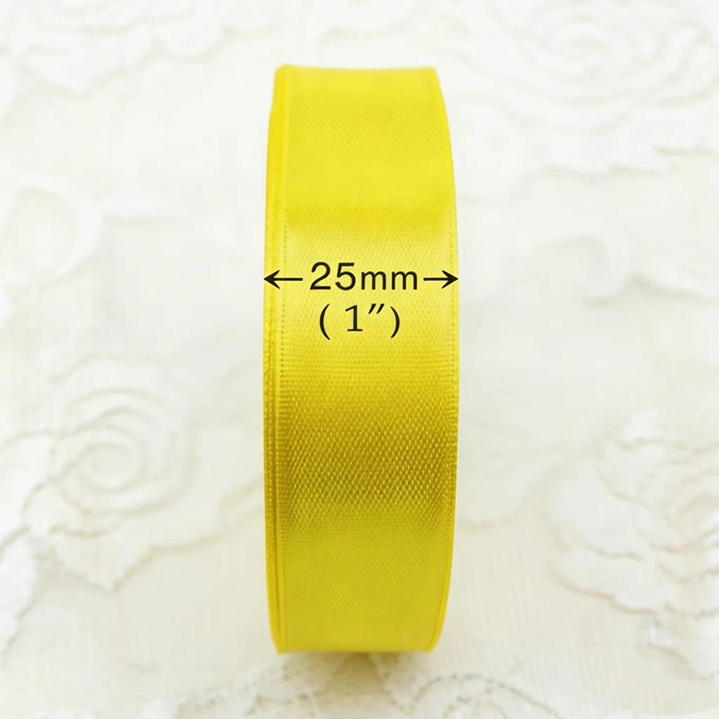 (25 yards/roll)25mm White Single Face Satin Ribbon Webbing Decoration Gift Christmas Ribbons