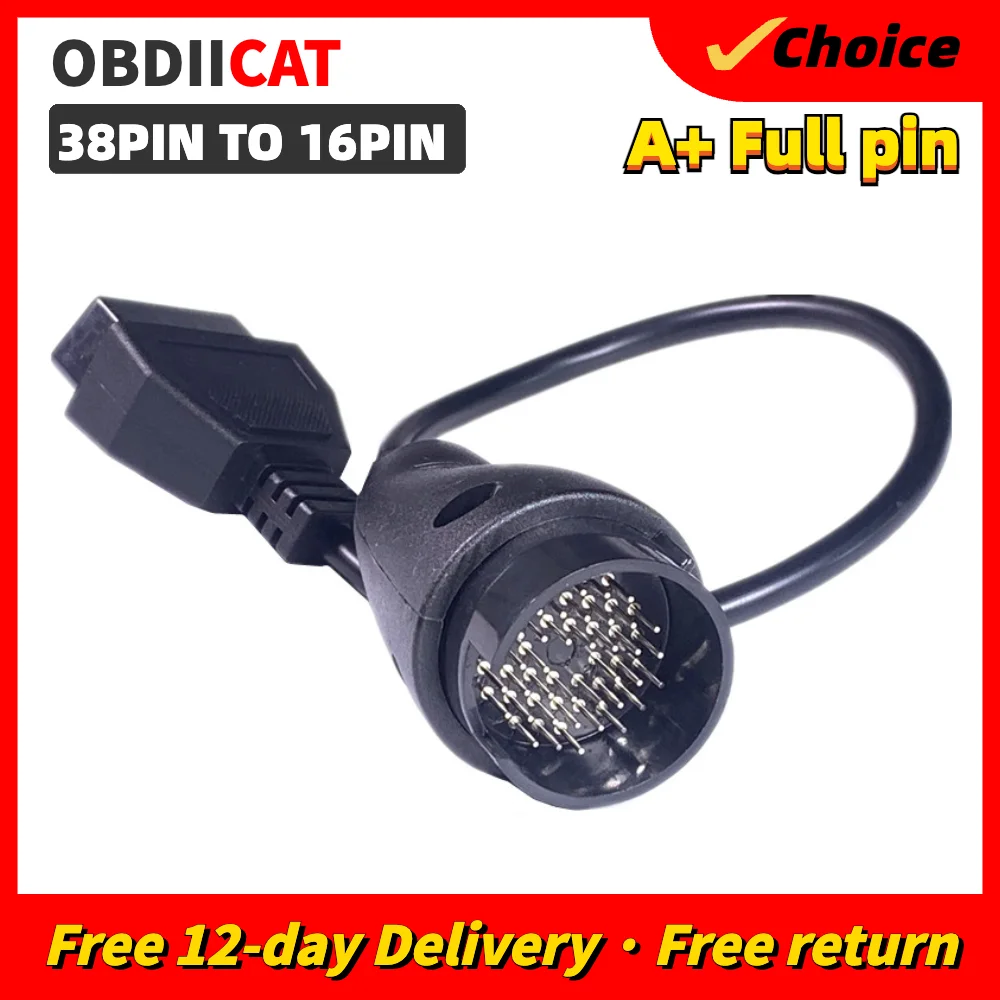 For Benz 38Pin Full PIN to 16 Pin OBD2 Adapter Connector Cable