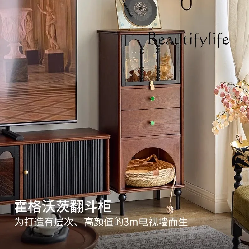 French medieval living room TV side cabinet display sofa stand cabinet storage bookcase designer model