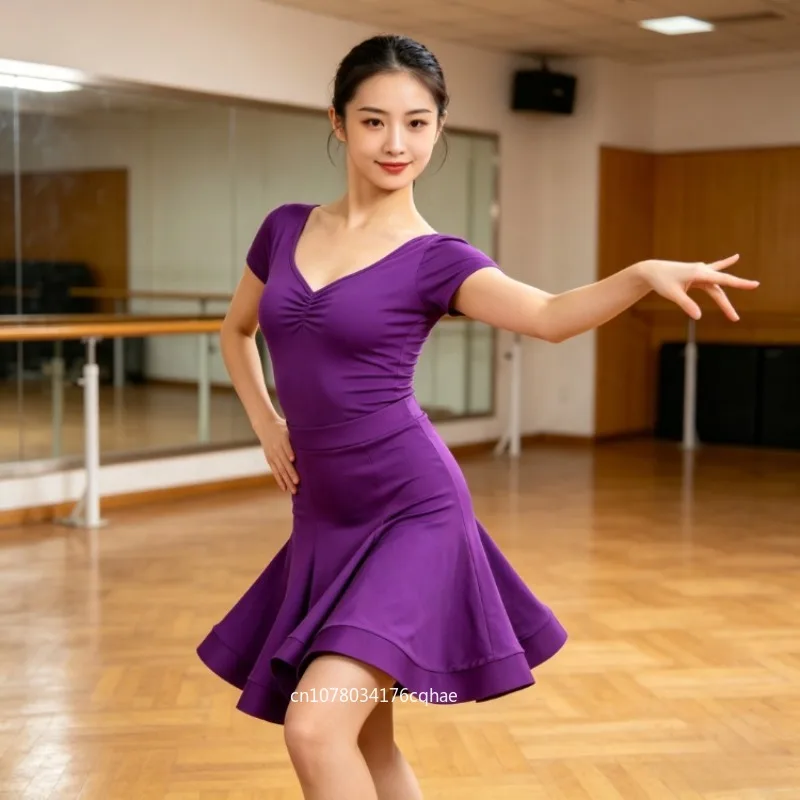 

Women Latin Dance Fishbone Skirt Sexy Tango Rumba Ballroom Dance Costume Adult Professional Training Stage Performance Dancewear