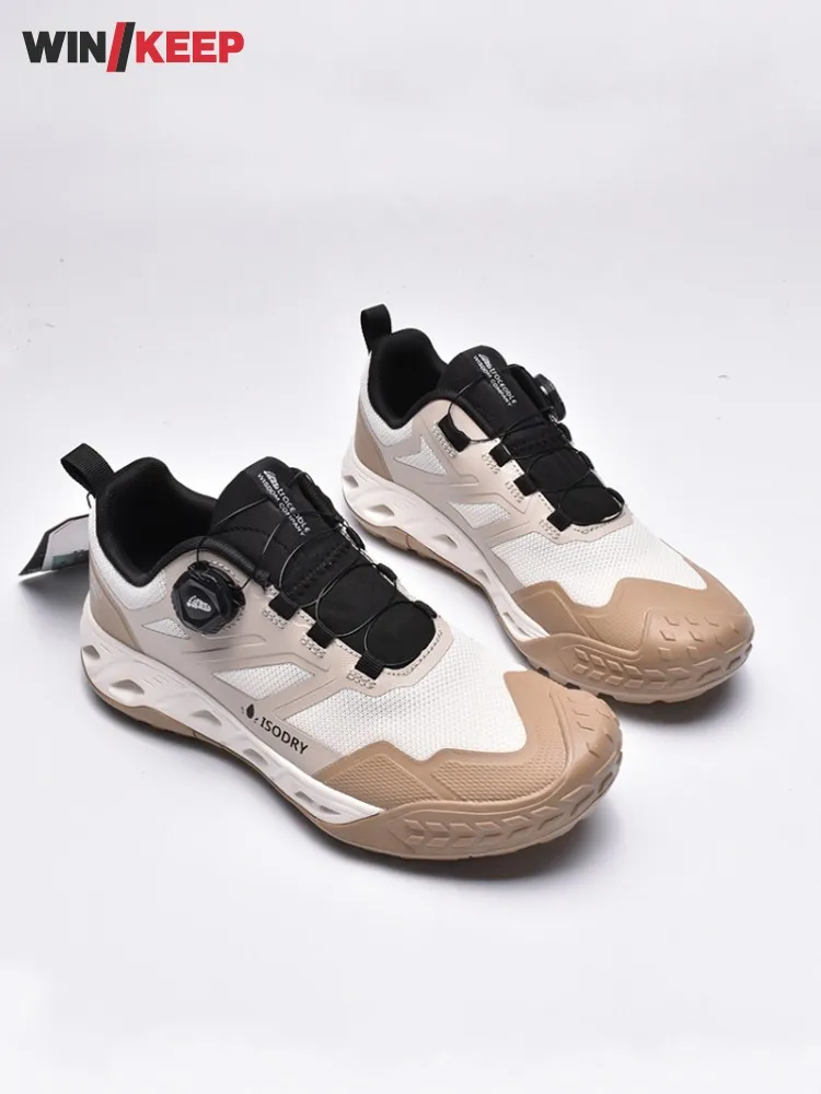 

Outdoor Breathable Men Women Lace Up Mountain Camping Hiking Shoes Antiskid Platform Climbing Shoes Breathable Spliced Sneakers