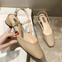 Sandals Women's Shoes Spring Summer 2023 Chunky Heels Luxury Party Dress Woman Mules Slip-on Casual Fashion Elegant Medium Heel