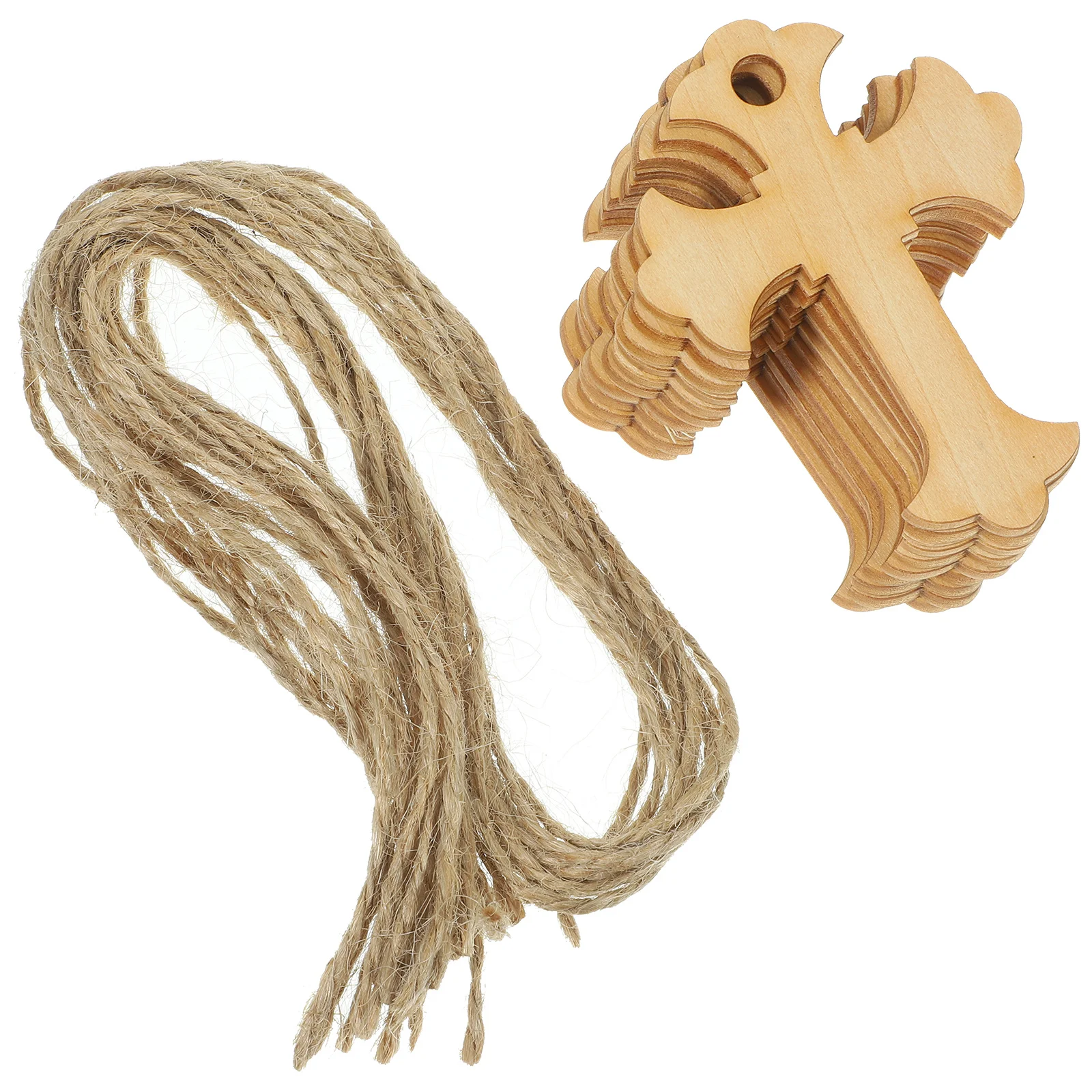 

50Pcs Wooden Cross Hanging Decor Blank Rustic Wood Cross Decoration Christmas Tree Ornament Home Wall Craft Religious Ornament